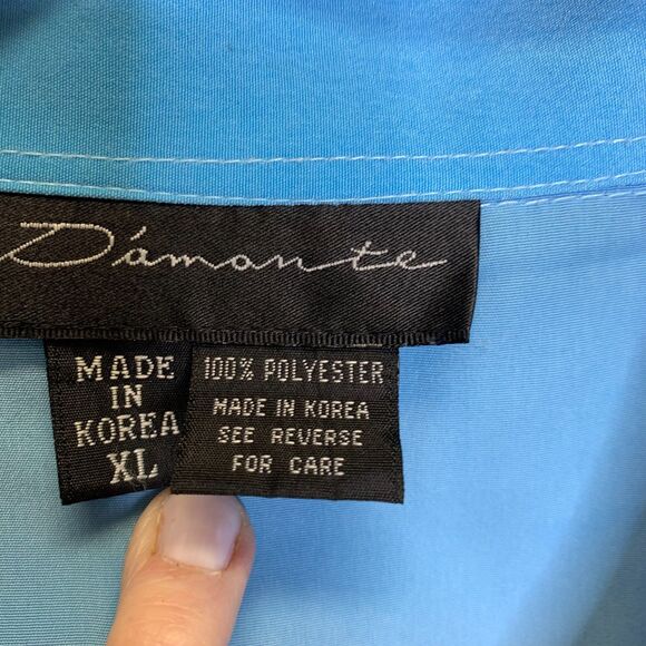 VTG Mens D'amante Casual Shirt Aircraft‎ Carrier Fighter Jets Blue XL - Picture 8 of 10